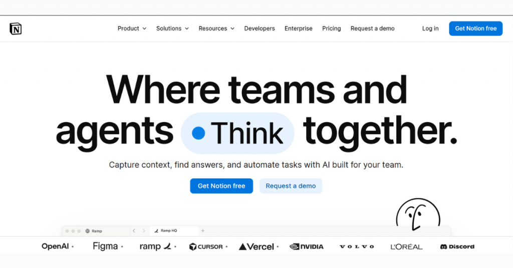 Notion AI workspace for teams and startup productivity