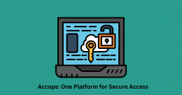 Accops secure access illustration showing a laptop with a cloud, key, and lock, representing unified secure access.