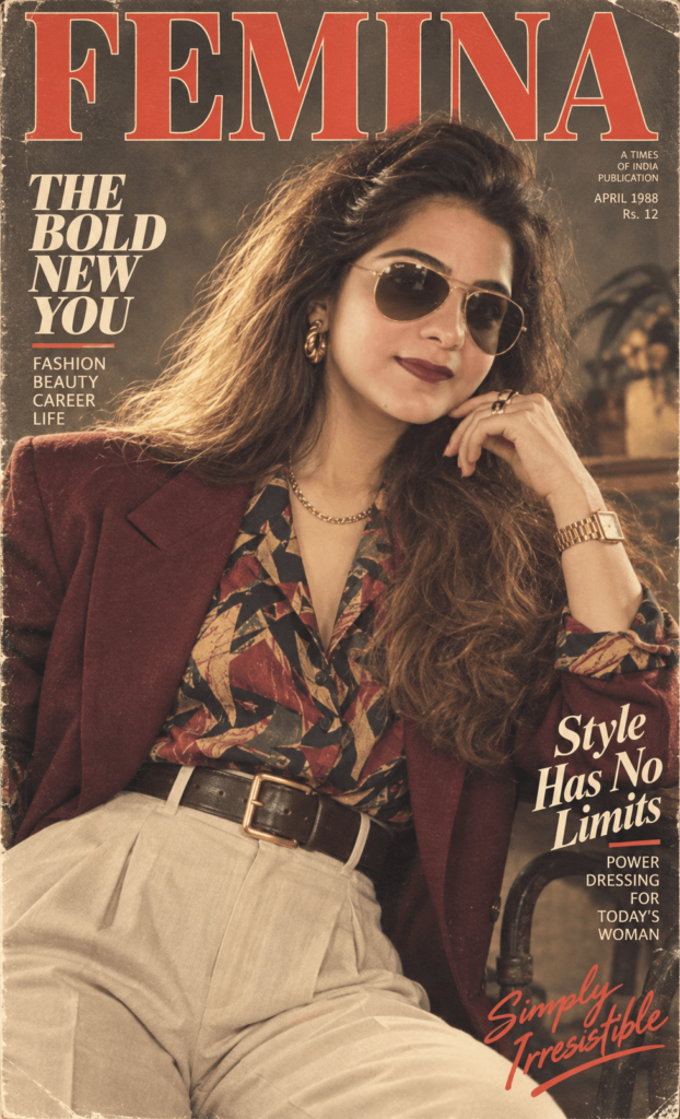 1988 vintage fashion magazine cover featuring an elegant woman in 1980s fashion