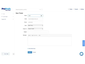 Proprofs Help Desk new tickets