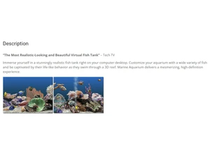 Marine Aquarium Deluxe Screensaver-description