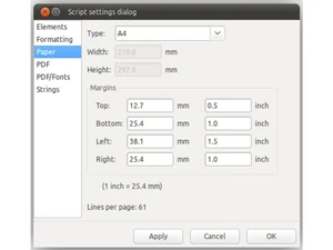 Trelby Script Setting