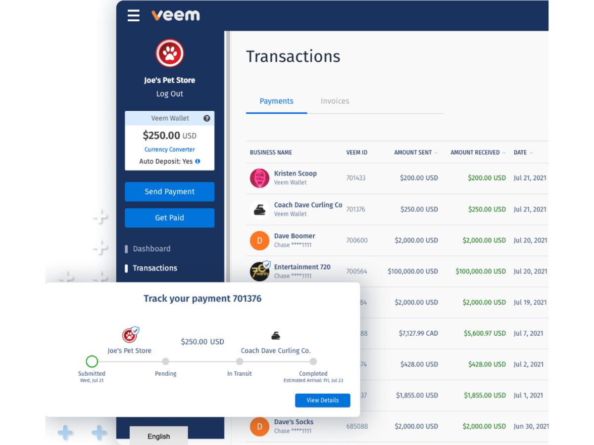 Veem-dashboard