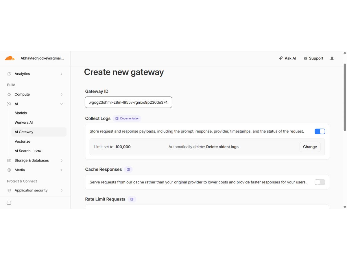 Cloudflare AI Gateway-create