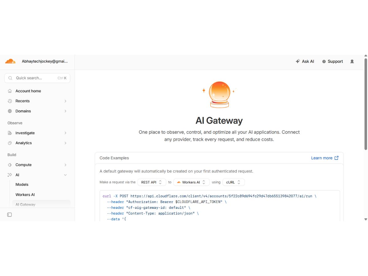 Cloudflare AI Gateway-dashboard