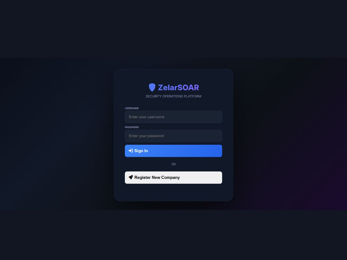 ZelarSOAR login