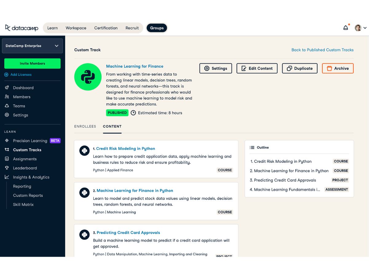 DataCamp-custom learning