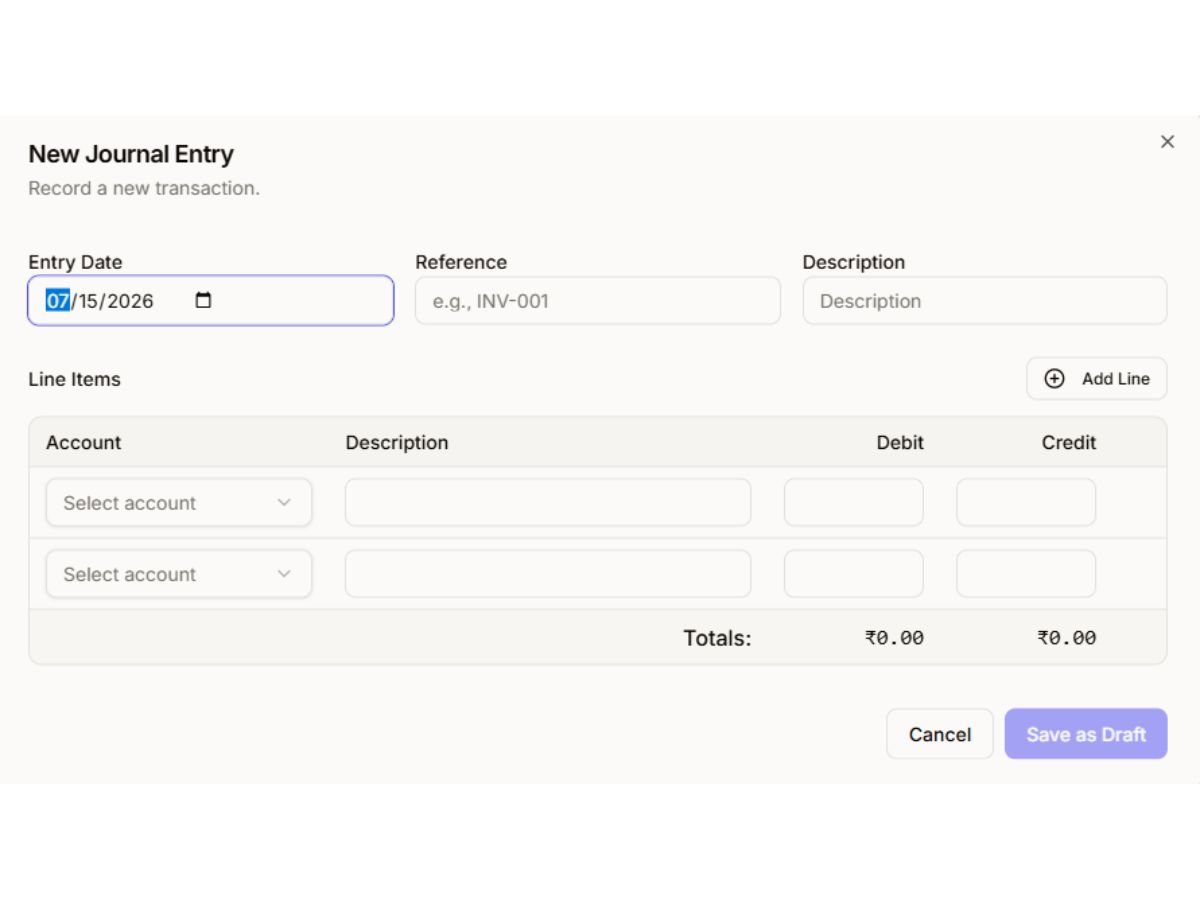 AionCRM-journal entry