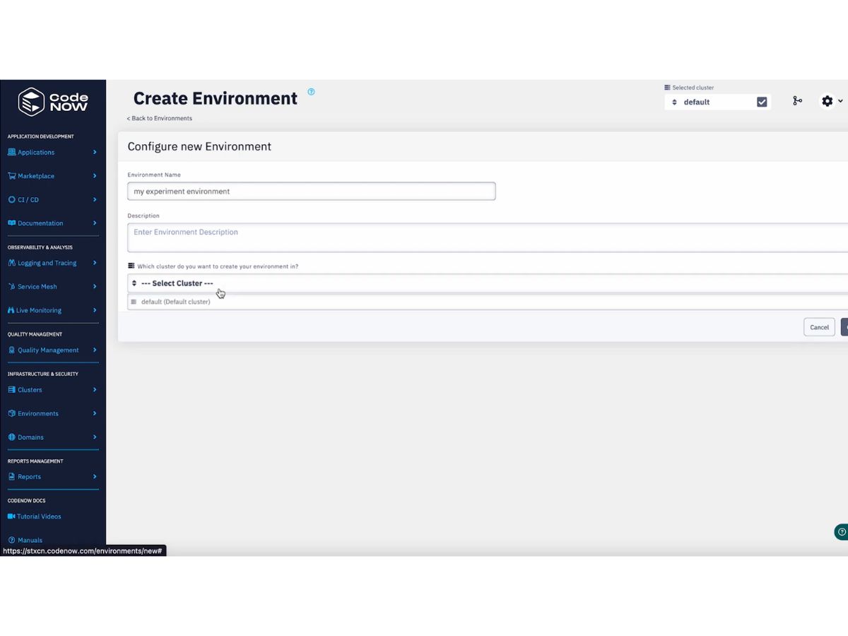 CodeNOW-create environment