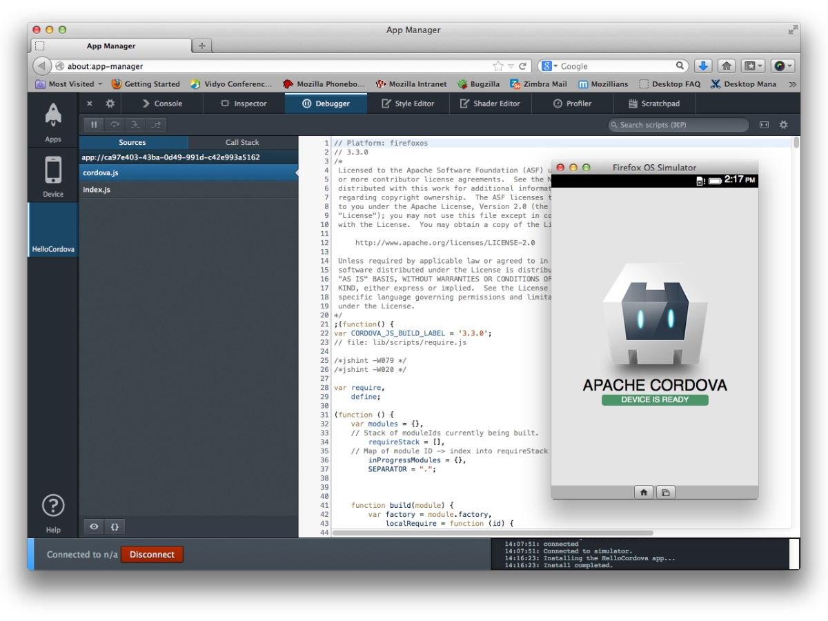 Apache Cordova-debugger