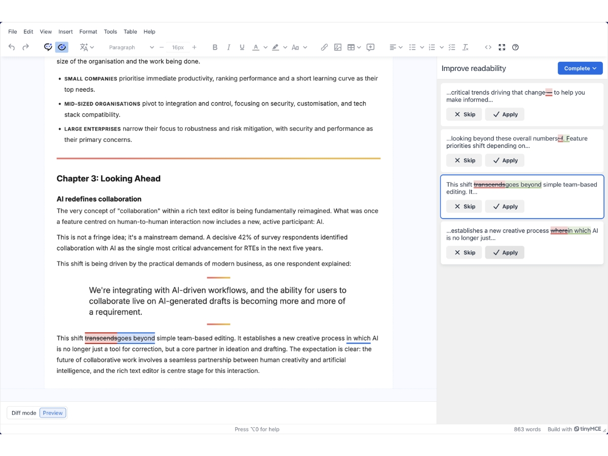TinyMCE-improve readability