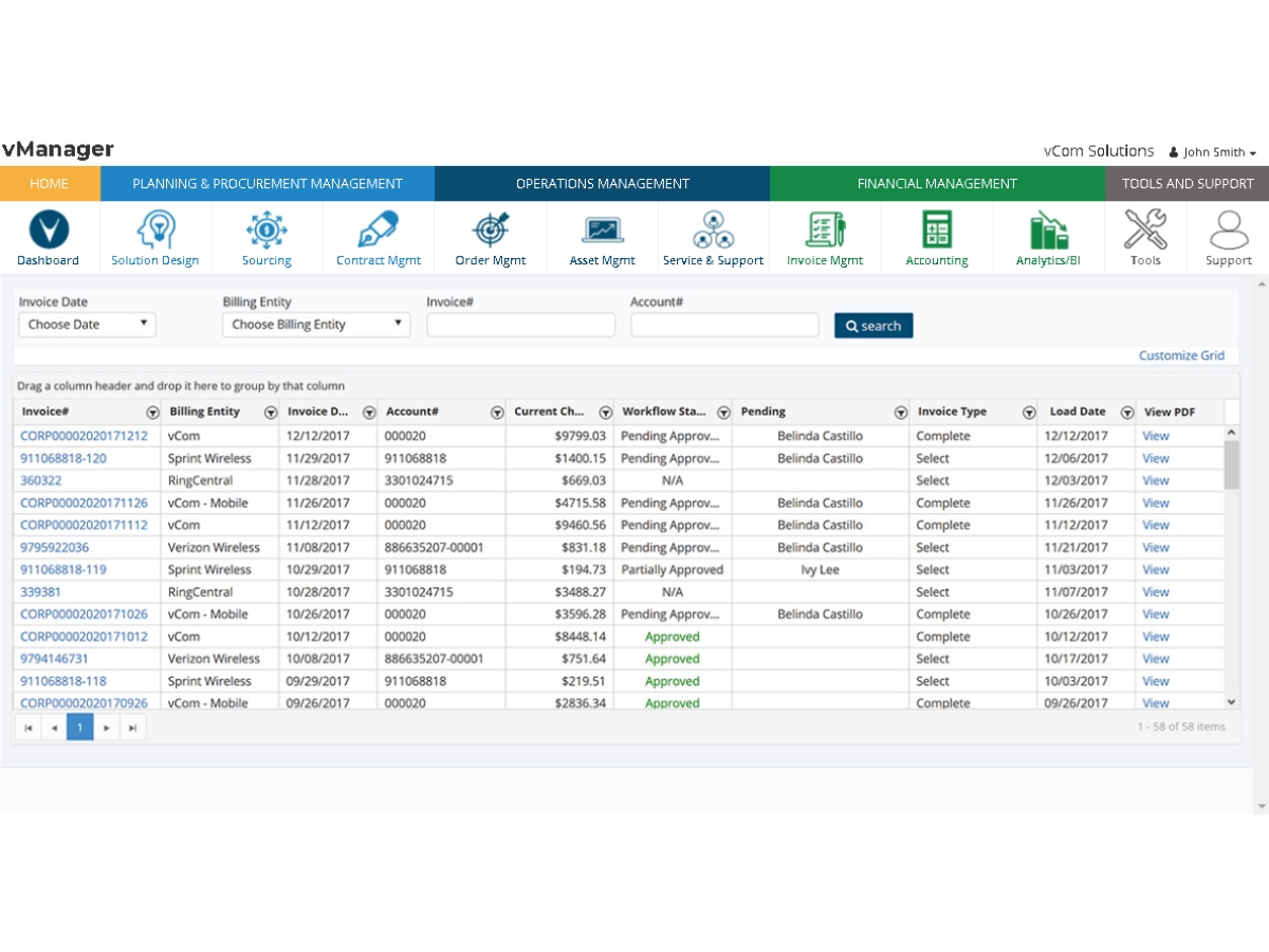 vCom vManager-procurement