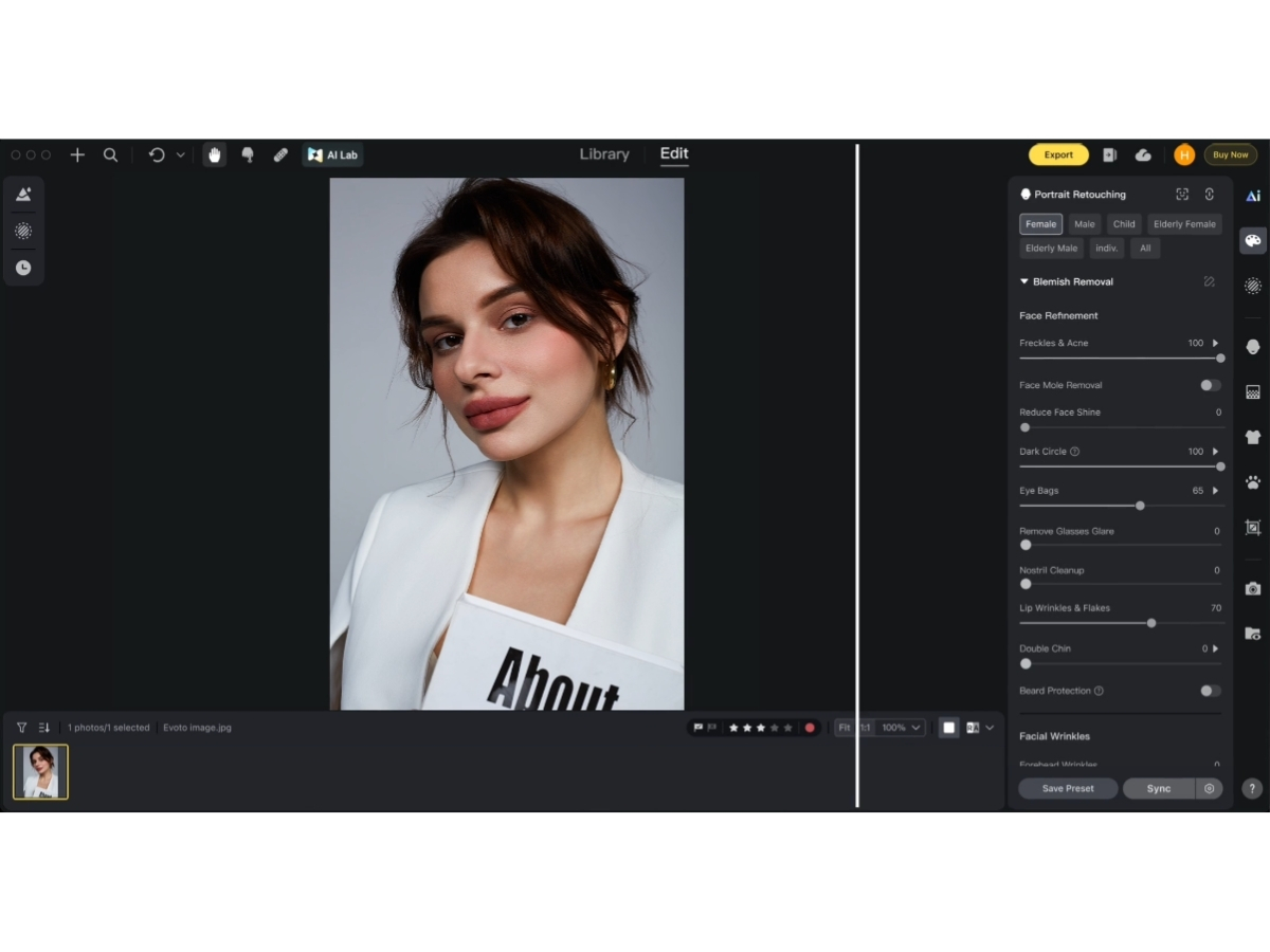 Evoto AI-portrait retouching