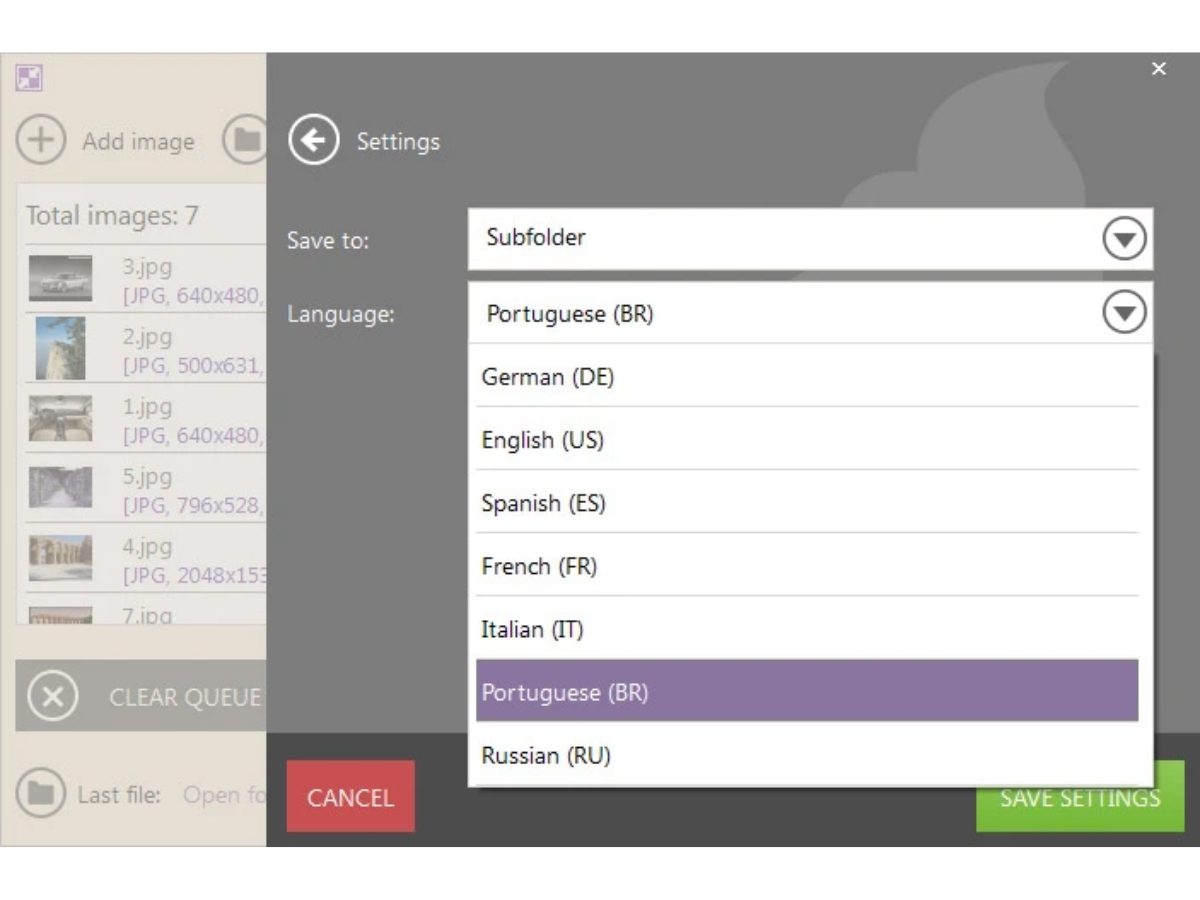 Icecream Image Resizer-language