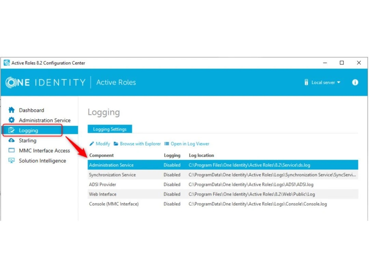 One Identity Active Roles-logging