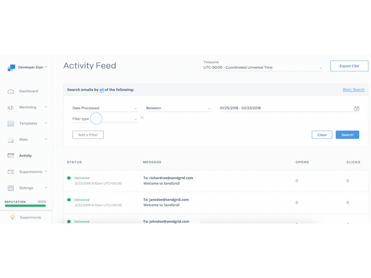 SendGrid-activity feed