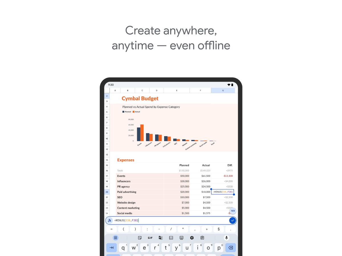Google Sheets-create anywhere