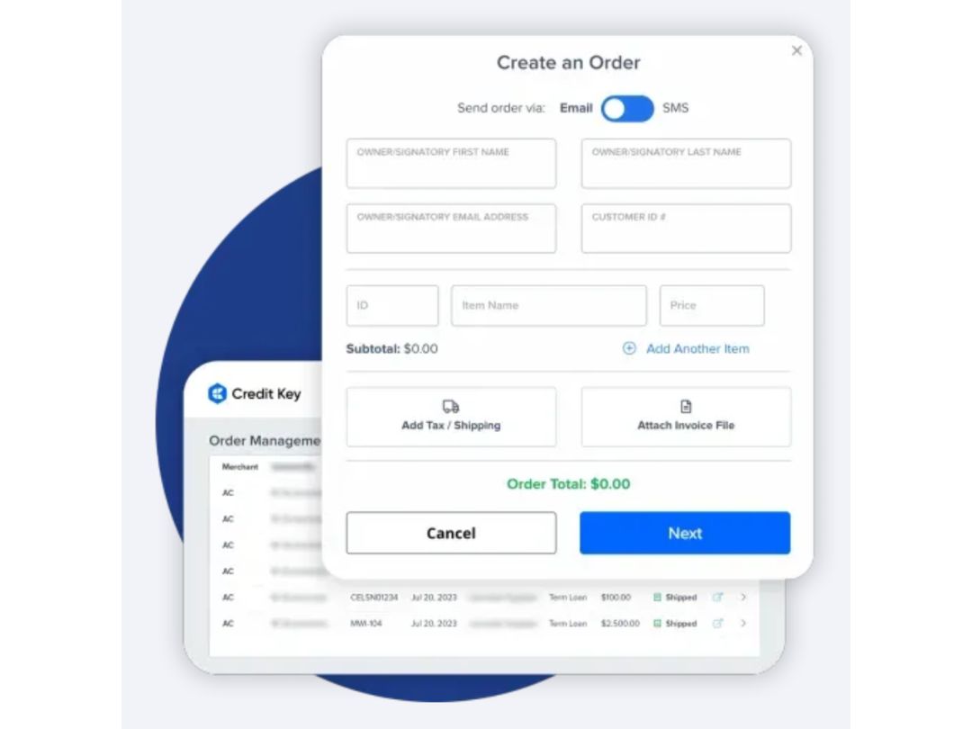 Credit Key-Create an Order