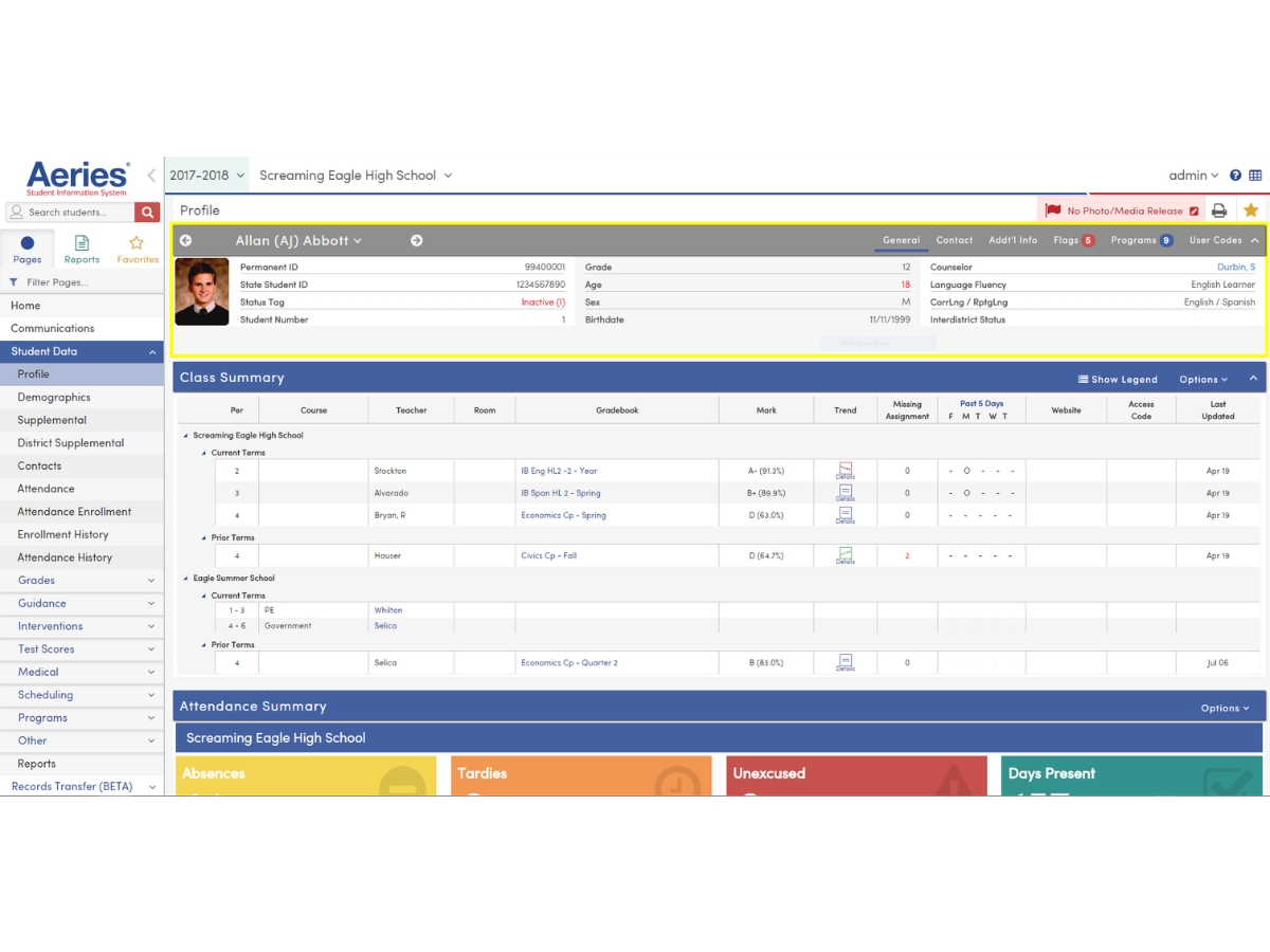 Aeries SIS-profile