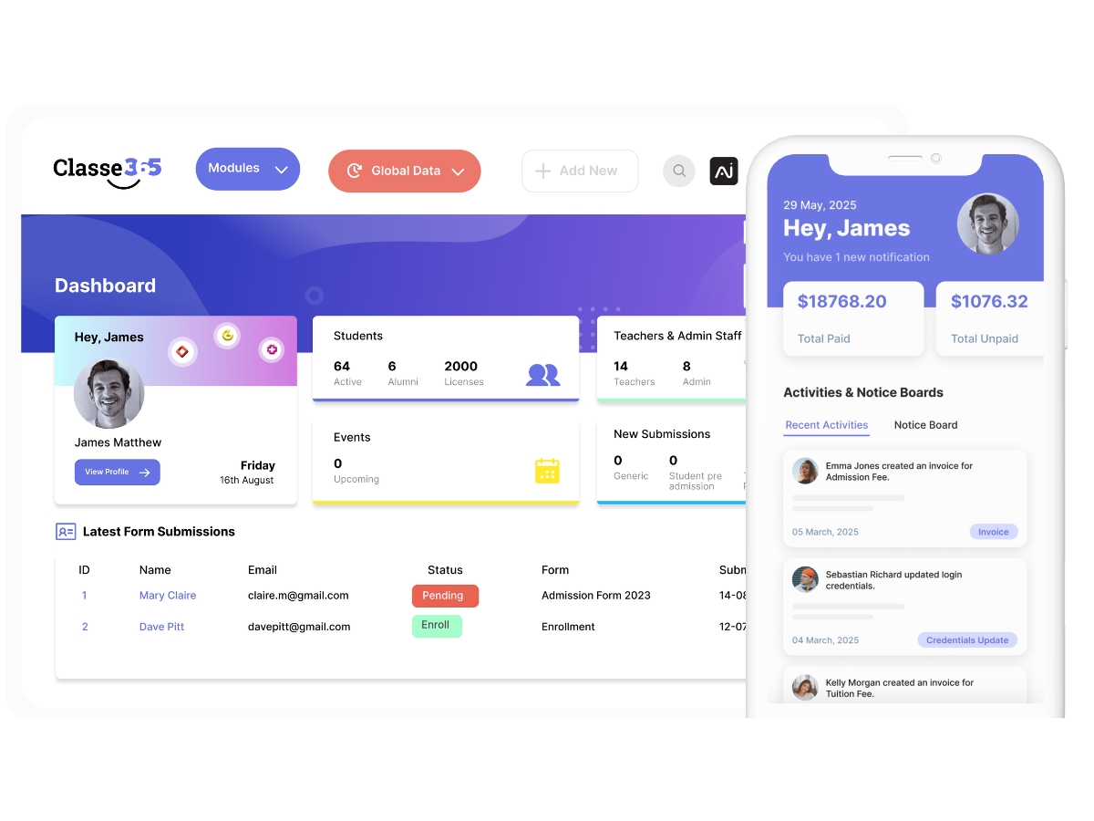 Classe365-dashboard