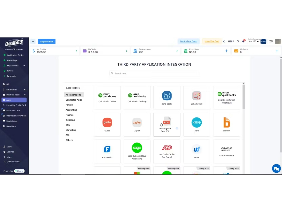 Online Check Writer-integration