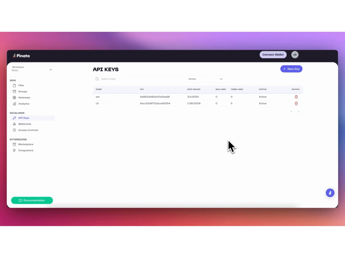 Pinata-api keys