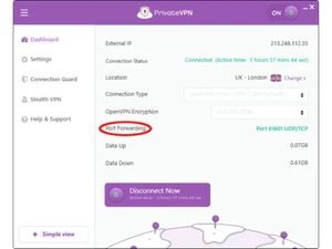privatevpn port-forwarding