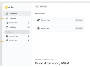 MeisterNote dashboard