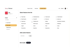 Savvy Planner features