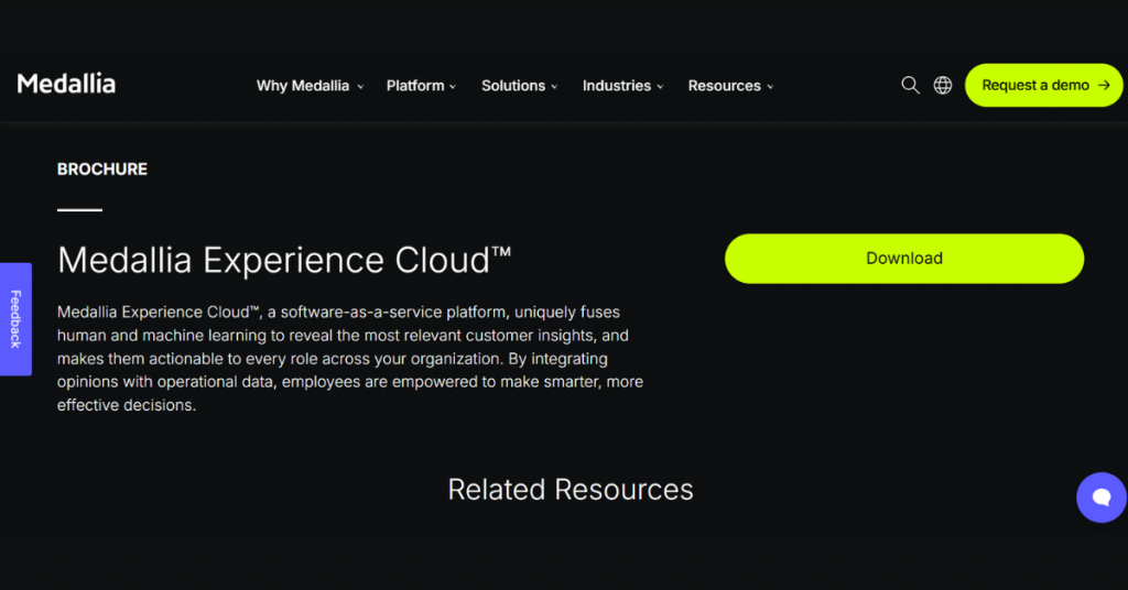 Medallia Experience Cloud platform for customer feedback management, AI-powered analytics, and customer experience insights.