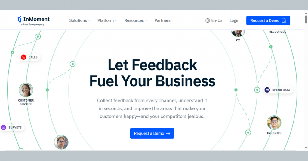 InMoment Voice of Customer platform for collecting customer feedback across multiple channels and improving customer experience.