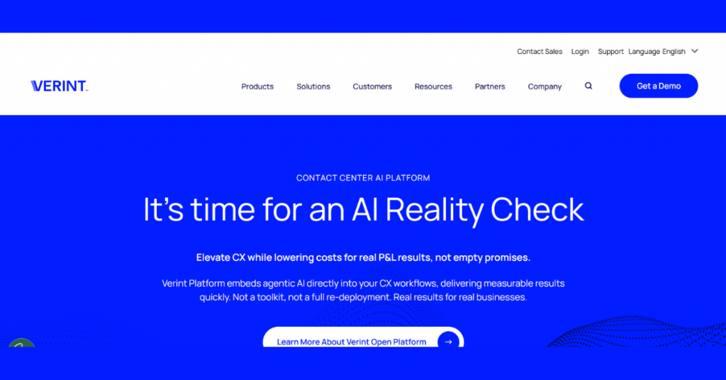 Verint AI-powered customer experience platform for contact centers, customer feedback analysis, and CX automation.