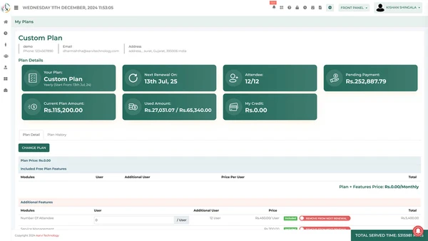 Custom Plan Overview Screen