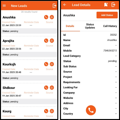How to Check Lead History in Nexus Lead CRM Mobile App