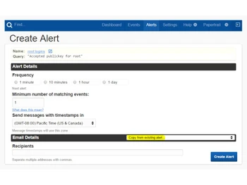 solarwinds papertrail alert