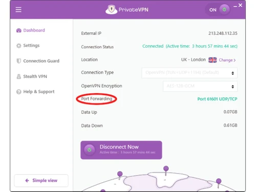 privatevpn port-forwarding