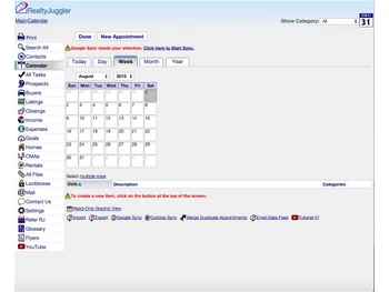 RealtyJuggler calendar