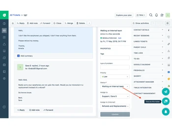 FreshConnect-Tickets tab