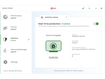 Iolo System Shield AntiVirus dashboard
