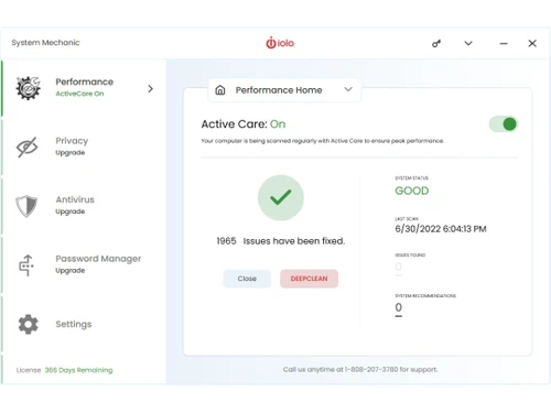 Iolo System Mechanic dashboard