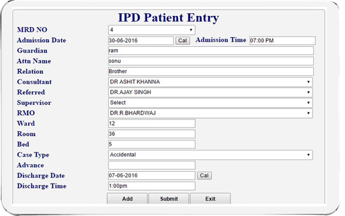 Saral Hospital Soft patient database