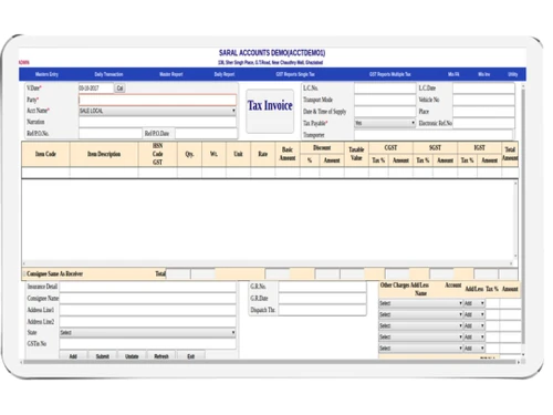 saral accounting erp software invoice