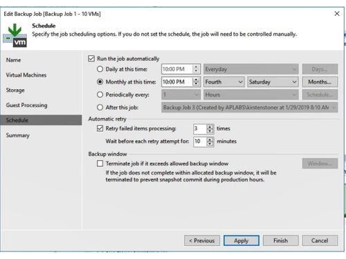 Veeam Backup & Replication schedule
