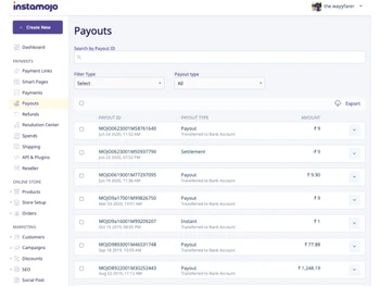 Instamojo payouts