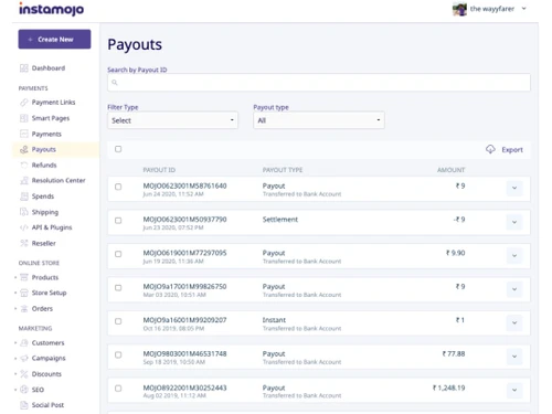 Instamojo payouts