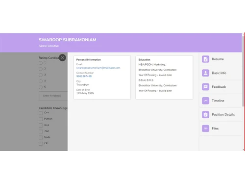 thetalentpool candidate profile