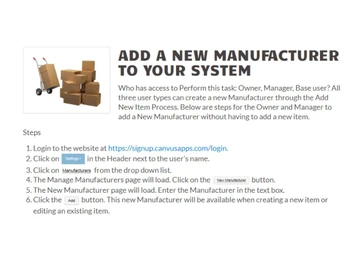 Stockpile Add new manufacturer