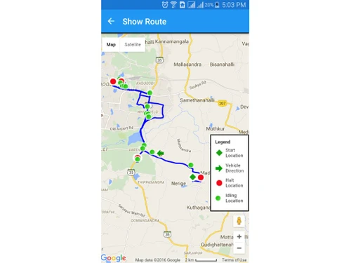 Sensel Telematics show route