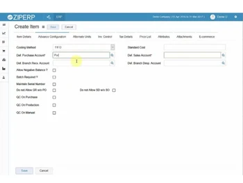 ZipERP costing