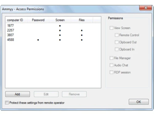 Ammyy Admin permissions